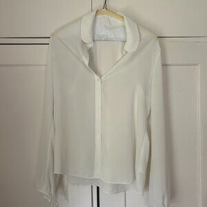 Sunday Best Button Up Blouse. White. Size Medium.